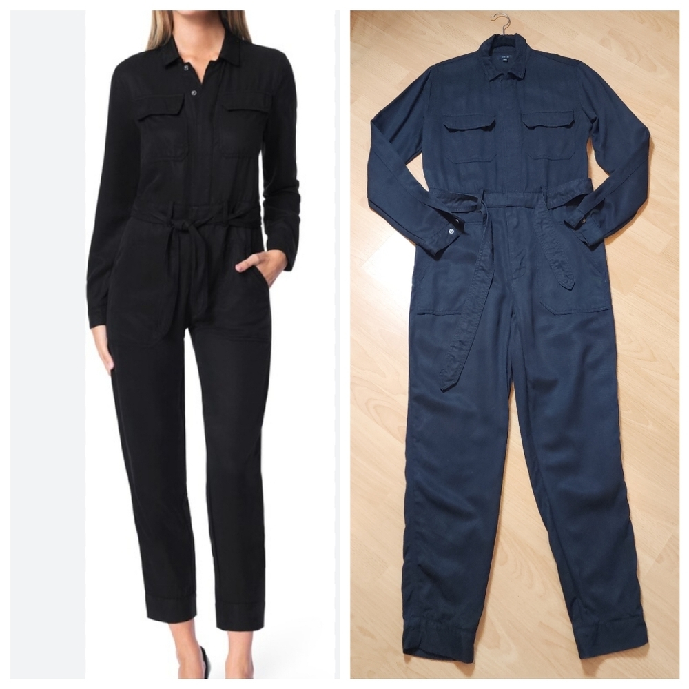 Joe's Jeans Rika Long Sleeve Black Utility Jumpsuit Chambray Lyocell Size Small